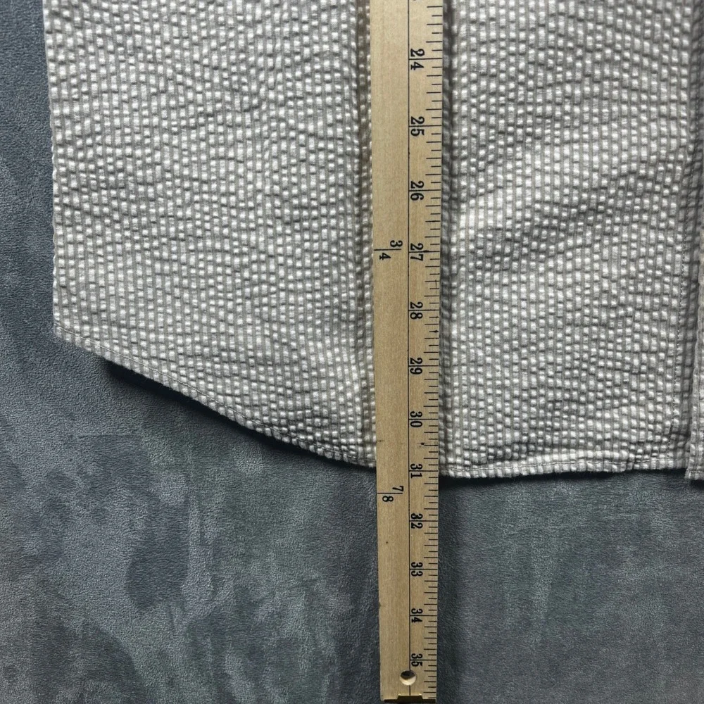 Banana Republic Mens XL Seersucker Shirt Tan White Stripe Tailored Slim Fit‎ NWT